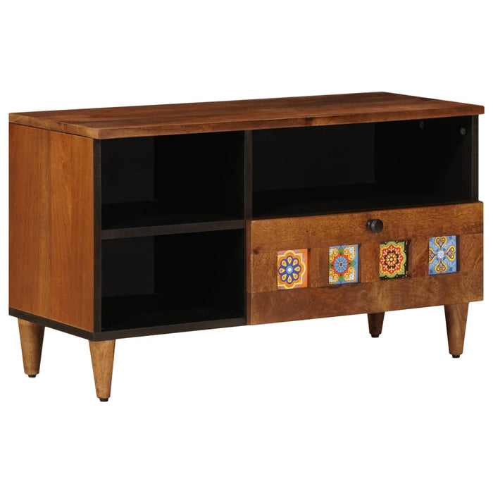 Cabinet TV cu sertar castan 80 x 33 x 46 cm Lemn de mango solid - WALTI WALTI