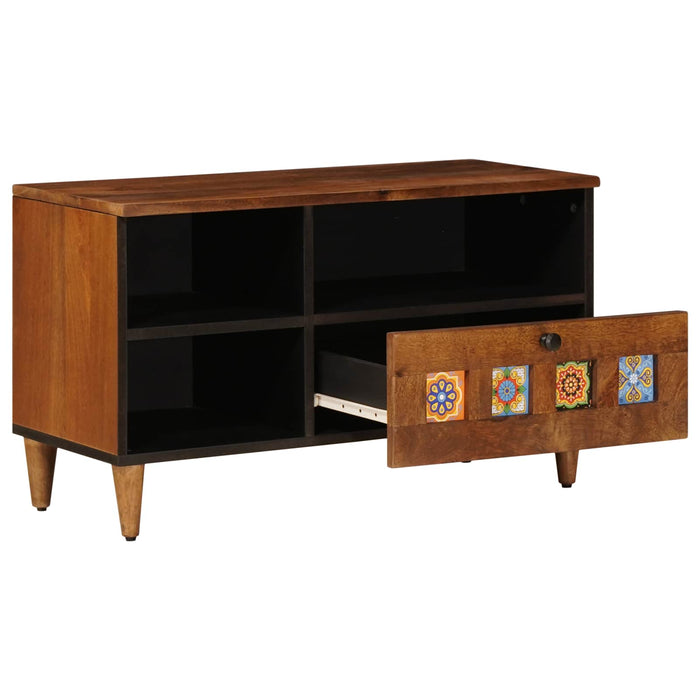 Cabinet TV cu sertar castan 80 x 33 x 46 cm Lemn de mango solid - WALTI WALTI