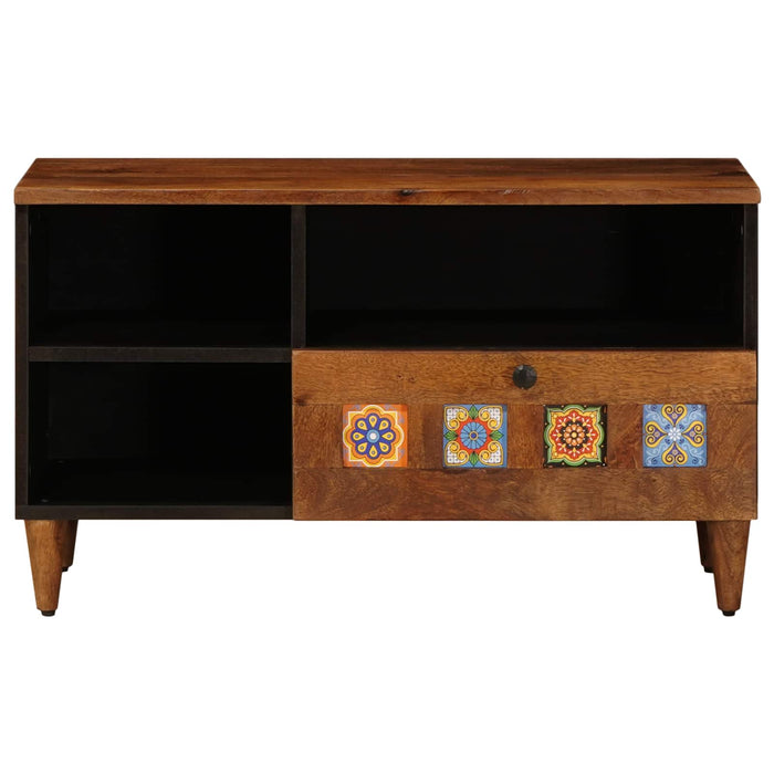Cabinet TV cu sertar castan 80 x 33 x 46 cm Lemn de mango solid - WALTI WALTI