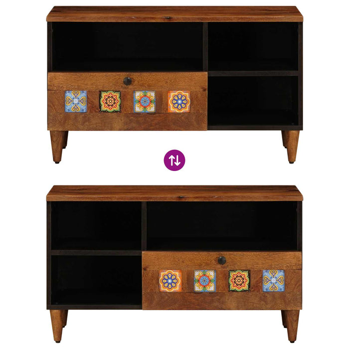 Cabinet TV cu sertar castan 80 x 33 x 46 cm Lemn de mango solid - WALTI WALTI