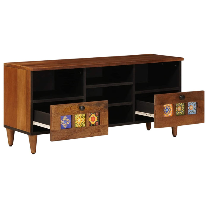 Cabinet TV cu raft castan 100 x 33 x 46 cm Lemn de mango solid - WALTI WALTI