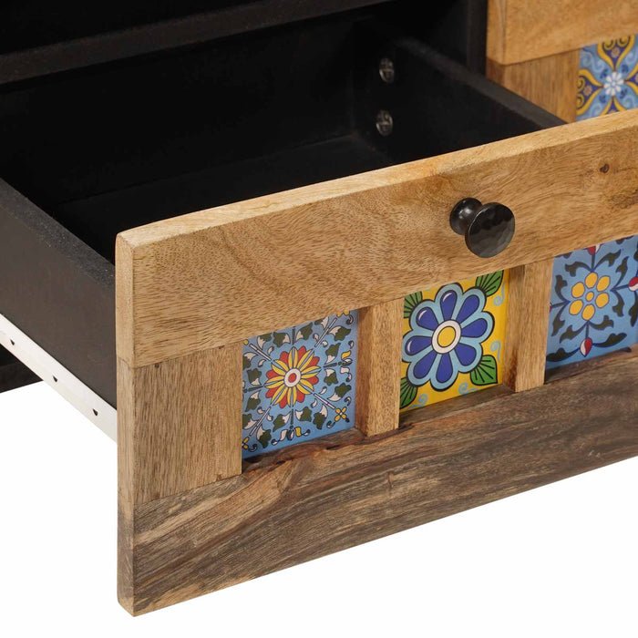 Cabinet TV cu raft natural 70 x 33 x 46 cm Lemn de mango solid - WALTI WALTI