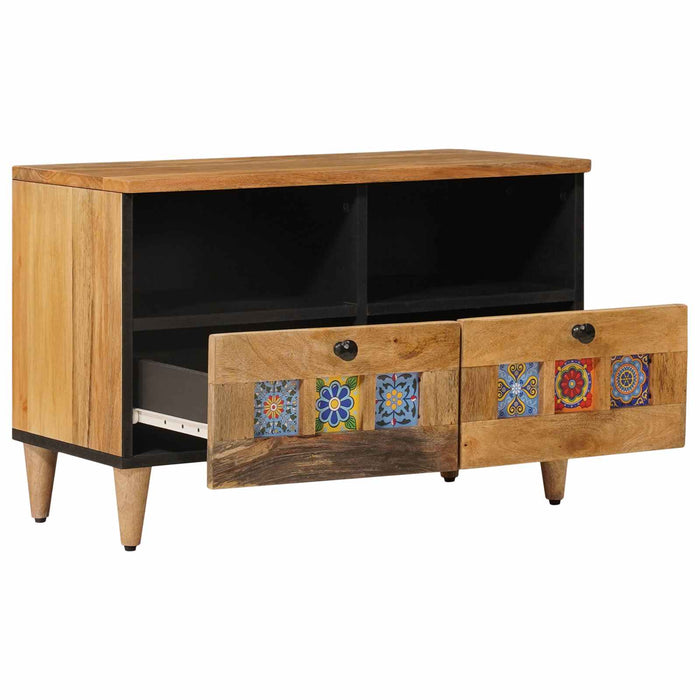 Cabinet TV cu raft natural 70 x 33 x 46 cm Lemn de mango solid - WALTI WALTI
