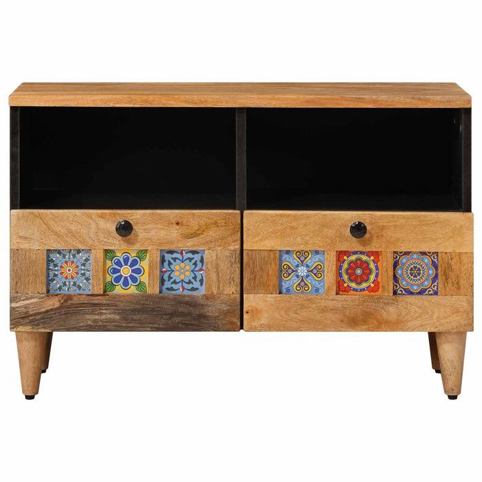 Cabinet TV cu raft natural 70 x 33 x 46 cm Lemn de mango solid - WALTI WALTI