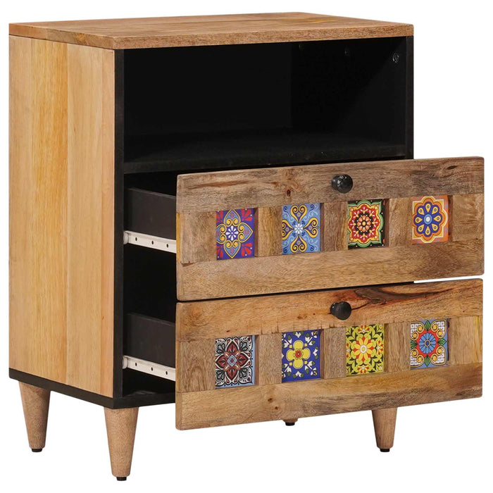Dulap de noapte natural 50 x 33 x 62 cm Lemn de mango solid - WALTI WALTI