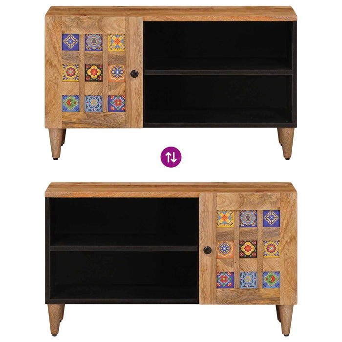 Cabinet TV cu ușă natural 80 x 31,5 x 46 cm Lemn de mango solid - WALTI WALTI