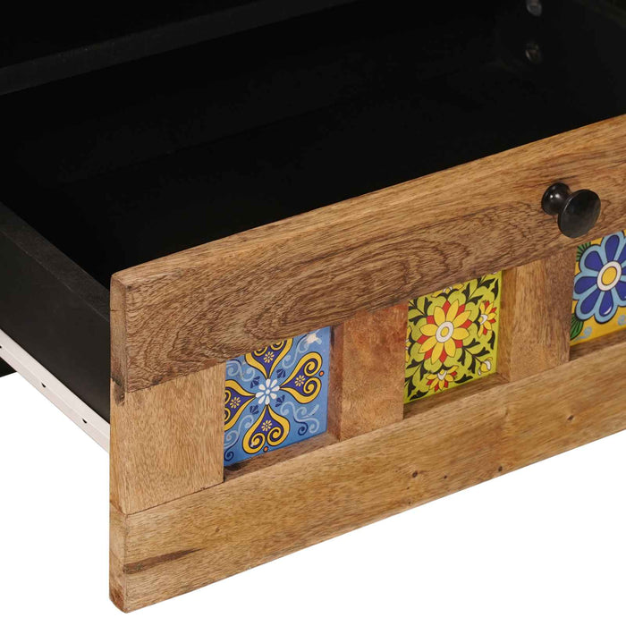 Cabinet TV cu raft natural 80 x 33 x 46 cm Lemn de mango solid - WALTI WALTI