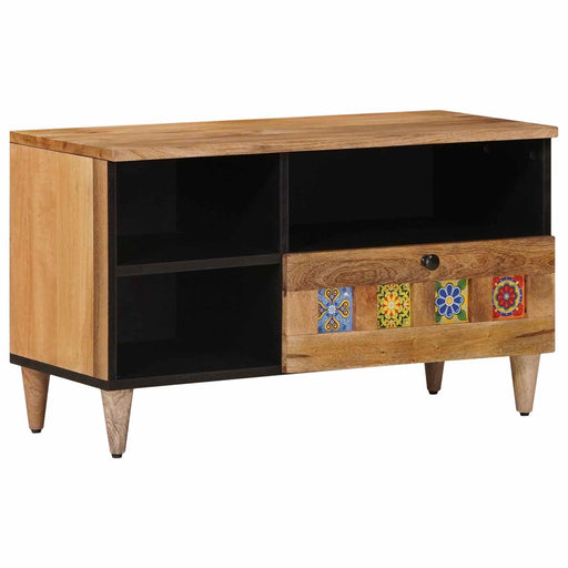 Cabinet TV cu raft natural 80 x 33 x 46 cm Lemn de mango solid - WALTI WALTI