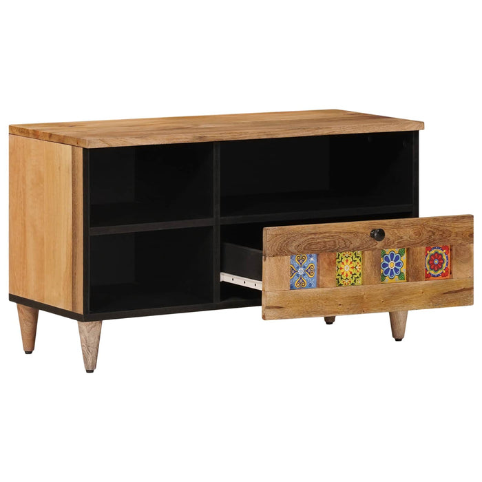 Cabinet TV cu raft natural 80 x 33 x 46 cm Lemn de mango solid - WALTI WALTI