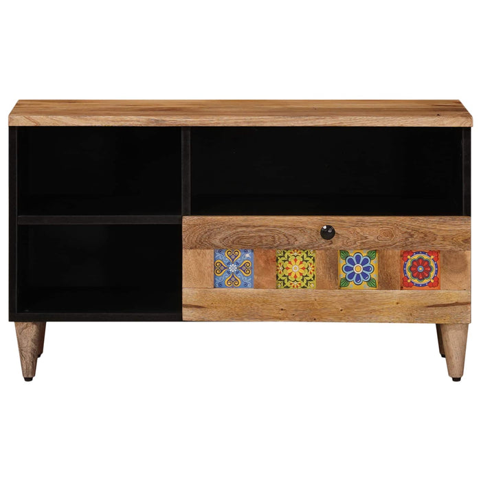 Cabinet TV cu raft natural 80 x 33 x 46 cm Lemn de mango solid - WALTI WALTI