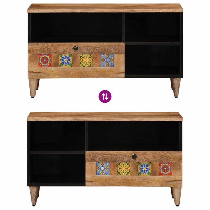 Cabinet TV cu raft natural 80 x 33 x 46 cm Lemn de mango solid - WALTI WALTI