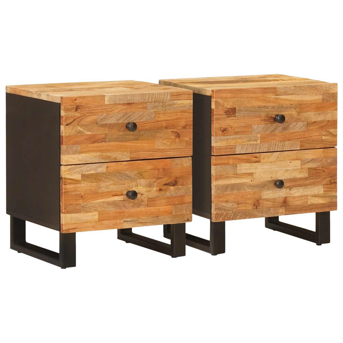 Dulap de noapte 2 pcs Maro 40 x 33 x 46 cm Lemn de mango solid - WALTI WALTI