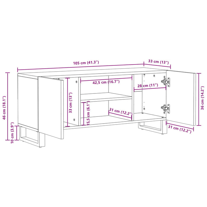 Cabinet TV Maro 105 x 33 x 46 cm Lemn de mango solid - WALTI WALTI