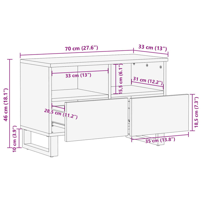 Cabinet TV Maro 70 x 33 x 46 cm Lemn de mango solid - WALTI WALTI