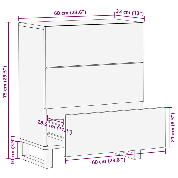 Dulap de depozitare Maro 60 x 33 x 75 cm Lemn de mango solid - WALTI WALTI