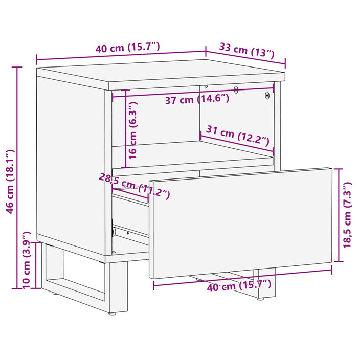 Dulap pentru pat Maro 40 x 33 x 46 cm Lemn de mango solid - WALTI WALTI