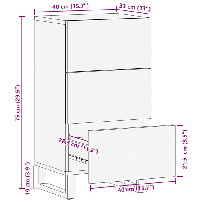 Dulap lateral Maro 40 x 33 x 75 cm Lemn de mango solid - WALTI WALTI