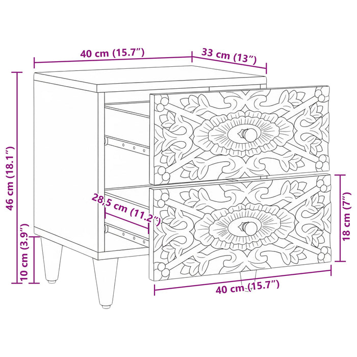Dulap de noapte Maro 40 x 33,5 x 46 cm Lemn de mango solid - WALTI WALTI