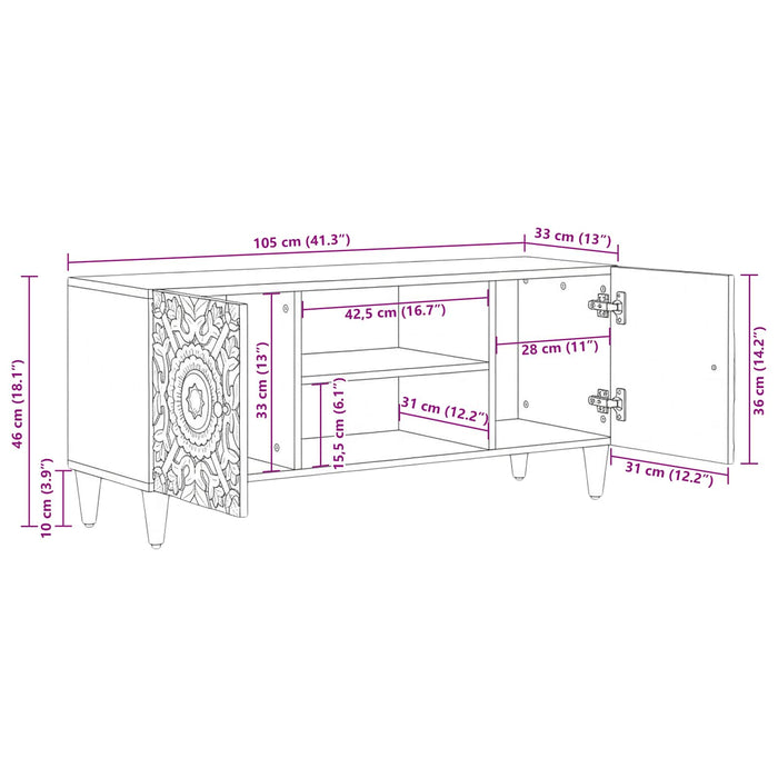 Cabinet TV Maro 105 x 33,5 x 46 cm Lemn de mango solid - WALTI WALTI