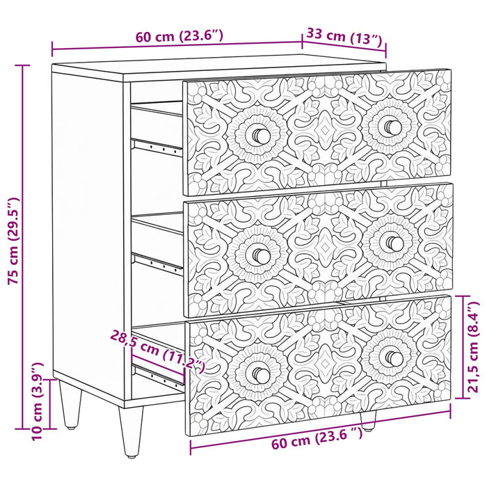 Dulap de depozitare Maro 60 x 33,5 x 75 cm Lemn de mango solid - WALTI WALTI