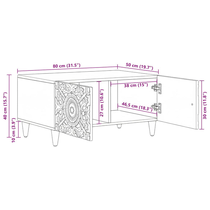 Masă de cafea Maro 80 x 50 x 40 cm Lemn de mango solid - WALTI WALTI