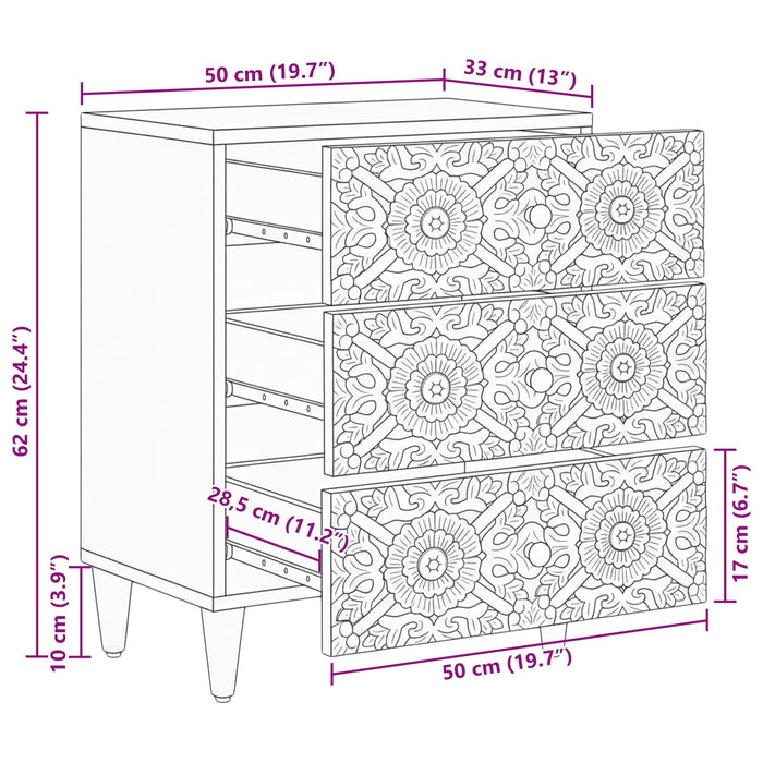 Dulap pentru pat Maro 50 x 33 x 60 cm Lemn de mango solid - WALTI WALTI