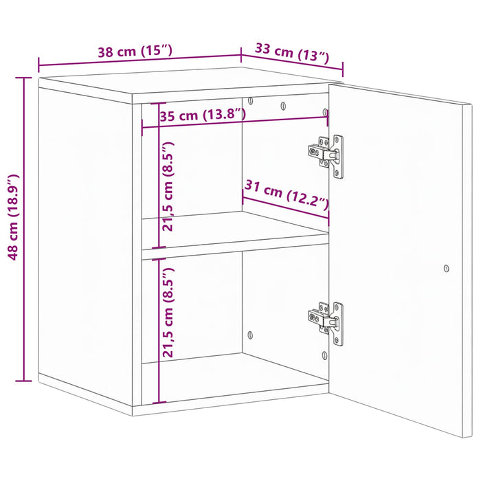 Dulap Suspendat pentru Baie cu ușă Maro 38 x 33,5 x 48 cm - WALTI WALTI