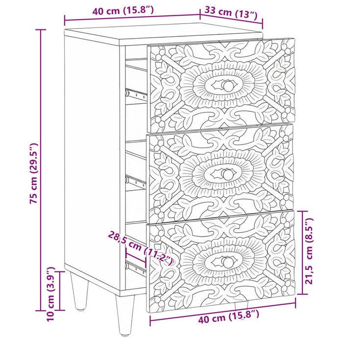 Bufet cu sertar Maro 40 x 33,5 x 75 cm Lemn de mango solid - WALTI WALTI