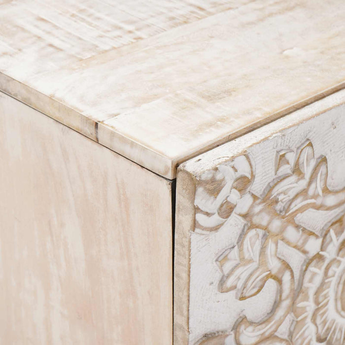 Dulap de noapte Alb 40 x 33,5 x 46 cm Lemn de mango solid - WALTI WALTI
