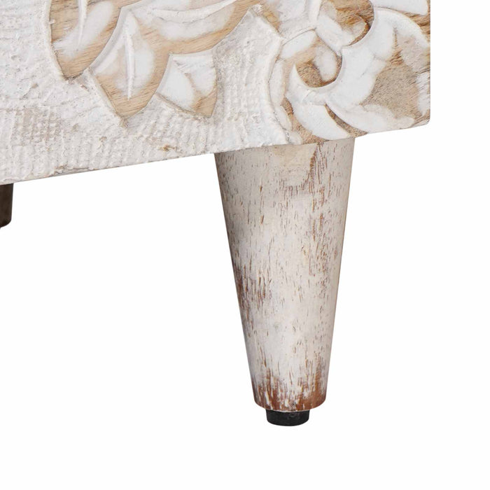 Dulap de noapte Alb 40 x 33,5 x 46 cm Lemn de mango solid - WALTI WALTI