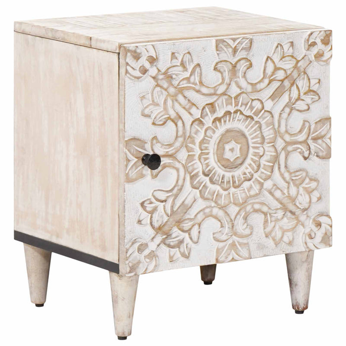 Dulap de noapte Alb 40 x 33,5 x 46 cm Lemn de mango solid - WALTI WALTI