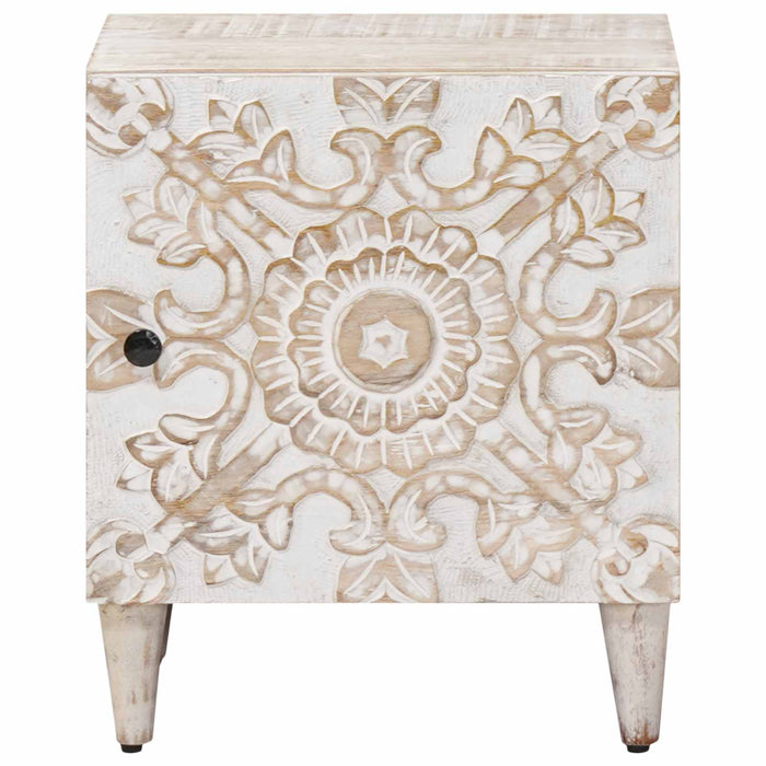 Dulap de noapte Alb 40 x 33,5 x 46 cm Lemn de mango solid - WALTI WALTI