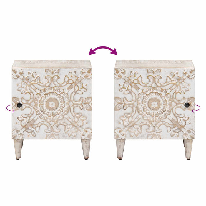 Dulap de noapte Alb 40 x 33,5 x 46 cm Lemn de mango solid - WALTI WALTI