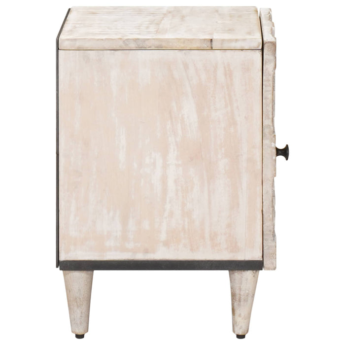 Dulap de noapte Alb 40 x 33,5 x 46 cm Lemn de mango solid - WALTI WALTI
