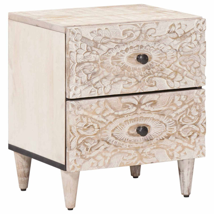 Dulap de noapte Alb 40 x 33,5 x 46 cm Lemn de mango solid - WALTI WALTI