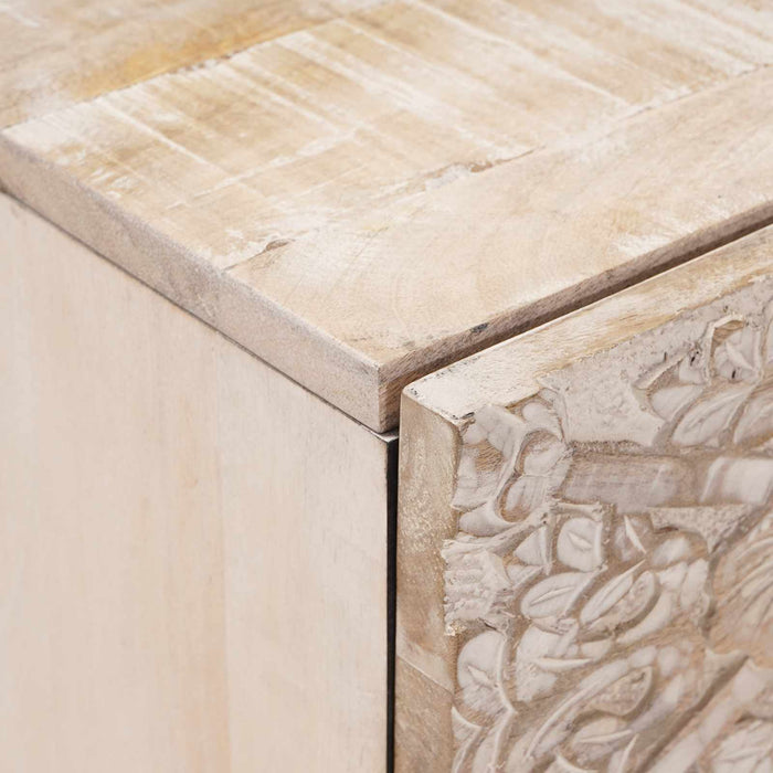 Dulap de noapte 2 pcs Alb 40 x 33,5 x 46 cm Lemn de mango solid - WALTI WALTI