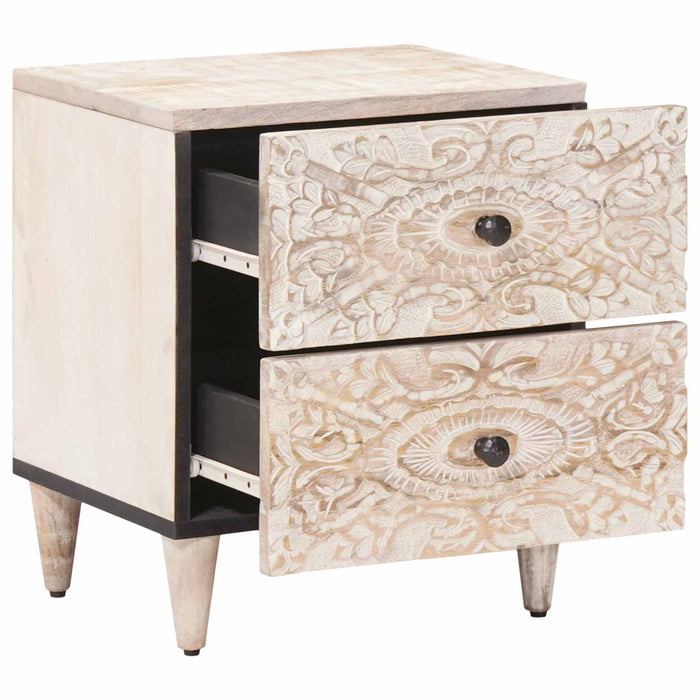 Dulap de noapte 2 pcs Alb 40 x 33,5 x 46 cm Lemn de mango solid - WALTI WALTI