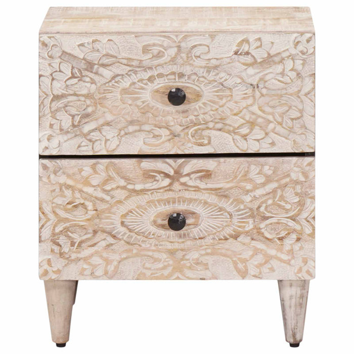 Dulap de noapte 2 pcs Alb 40 x 33,5 x 46 cm Lemn de mango solid - WALTI WALTI