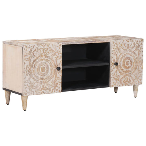 Cabinet TV Alb 105 x 33,5 x 46 cm Lemn de mango solid - WALTI WALTI