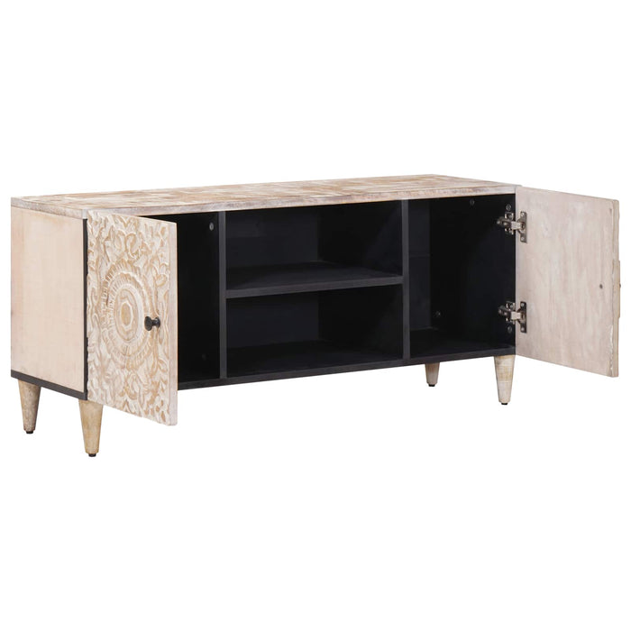 Cabinet TV Alb 105 x 33,5 x 46 cm Lemn de mango solid - WALTI WALTI