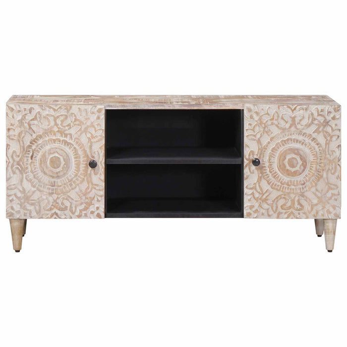 Cabinet TV Alb 105 x 33,5 x 46 cm Lemn de mango solid - WALTI WALTI