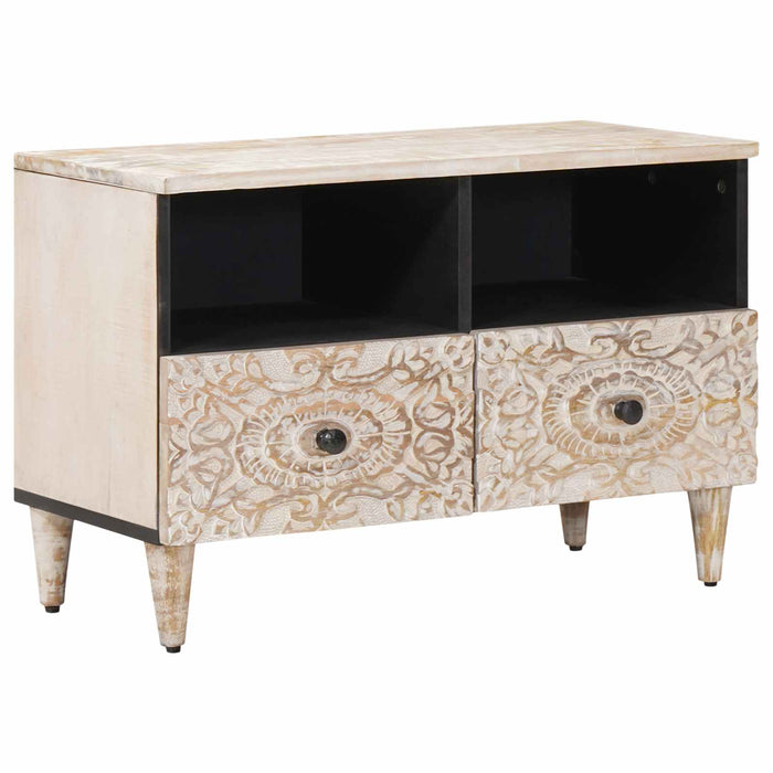 Cabinet TV Alb 70 x 33,5 x 46 cm Lemn de mango solid - WALTI WALTI