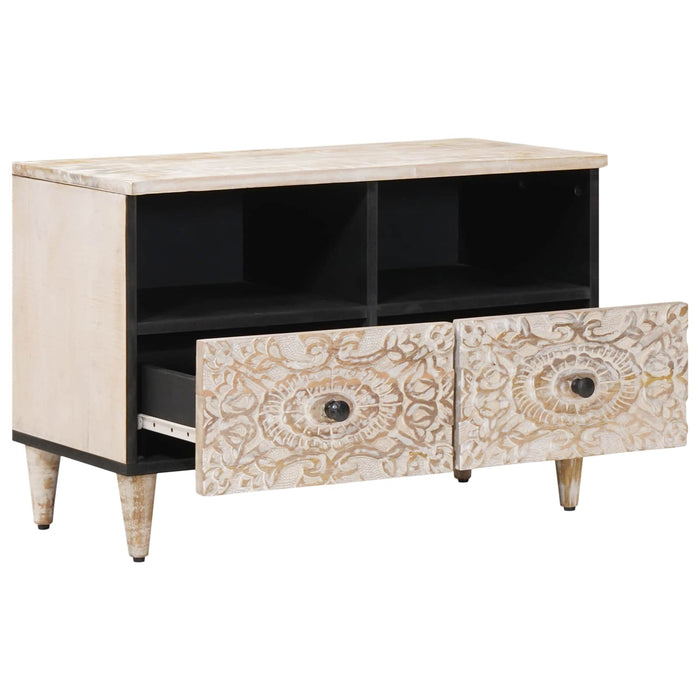 Cabinet TV Alb 70 x 33,5 x 46 cm Lemn de mango solid - WALTI WALTI