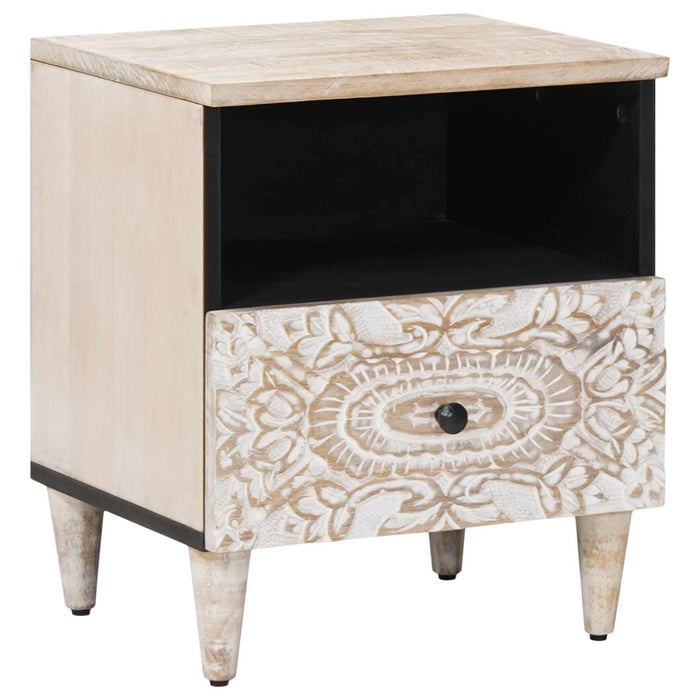 Dulap pentru pat Alb 40 x 33 x 46 cm Lemn de mango solid - WALTI WALTI