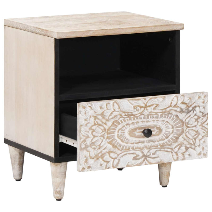 Dulap pentru pat Alb 40 x 33 x 46 cm Lemn de mango solid - WALTI WALTI