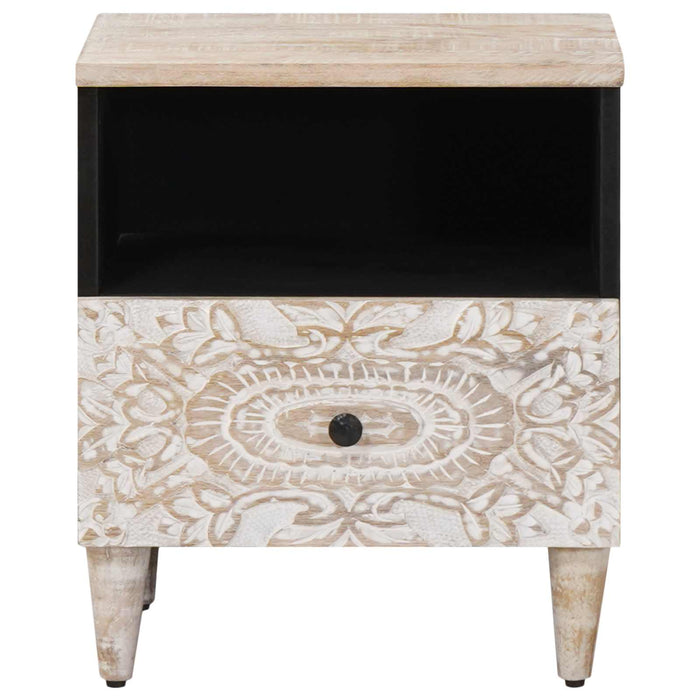 Dulap pentru pat Alb 40 x 33 x 46 cm Lemn de mango solid - WALTI WALTI