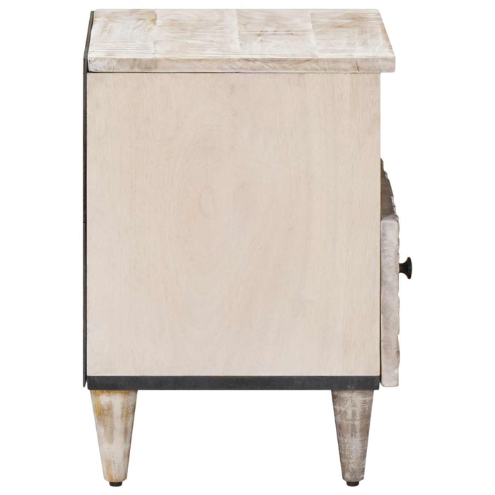 Dulap pentru pat Alb 40 x 33 x 46 cm Lemn de mango solid - WALTI WALTI