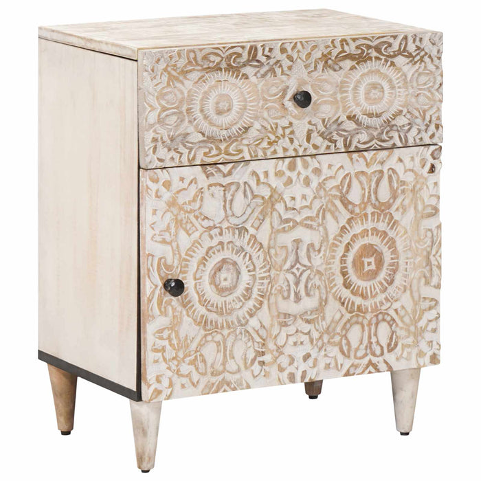Dulap pentru pat Alb 50 x 33 x 60 cm Lemn de mango solid - WALTI WALTI