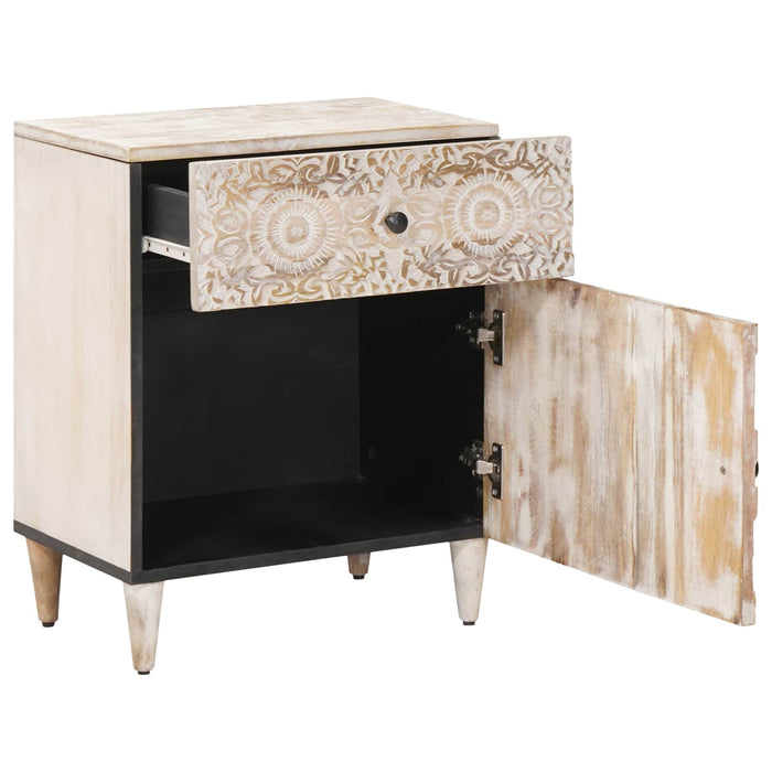 Dulap pentru pat Alb 50 x 33 x 60 cm Lemn de mango solid - WALTI WALTI