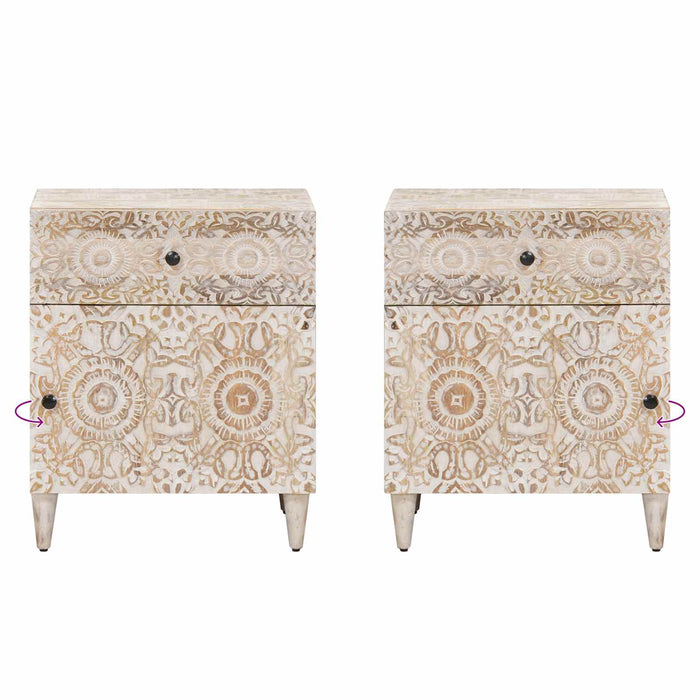 Dulap pentru pat Alb 50 x 33 x 60 cm Lemn de mango solid - WALTI WALTI